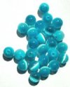 25 8mm Round Aqua Fiber Optic Cats Eye Beads